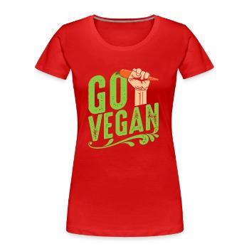 Go Vegan Vegan Veganer Veganismus Möhre Tiere - Frauen Premium Bio T-Shirt - Rot - Vorne - Mia (176cm)