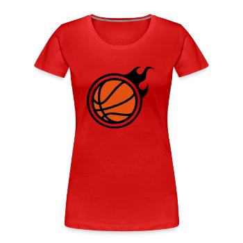 Basketball mit Flammen - Frauen Premium Bio T-Shirt - Rot - Vorne - Mia (176cm)