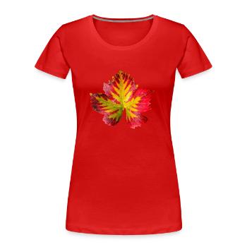 Weinblatt Herbst Wein Blatt Laub - Frauen Premium Bio T-Shirt - Rot - Vorne - Mia (176cm)