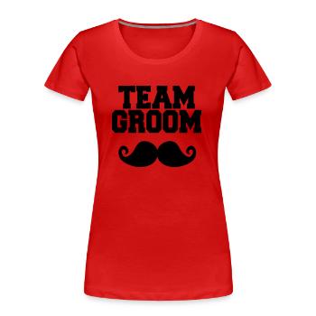 Team Groom, Bachelor Party, Stag & Hen Nights - Women's Premium Organic T-Shirt - red - Front - Mia (176cm)