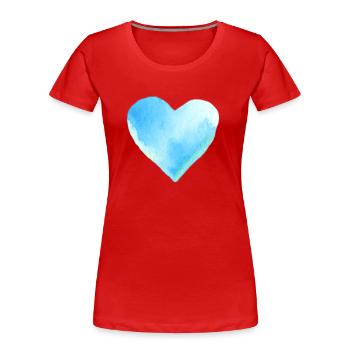 Blue Heart Watercolor Gift Idea - Women's Premium Organic T-Shirt - red - Front - Mia (176cm)