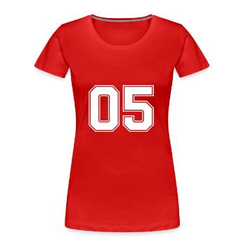 05 number - Women's Premium Organic T-Shirt - red - Front - Mia (176cm)