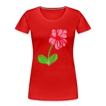 Red flower hand-painted abstract flower pixel - Women's Premium Organic T-Shirt - red - Front - Mia (176cm)