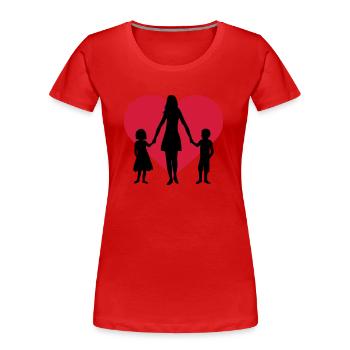 Herz 2 Kinder - Frauen Premium Bio T-Shirt - Rot - Vorne - Mia (176cm)