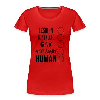 WE ARE ALL HUMANS - Frauen Premium Bio T-Shirt - Rot - Vorne - Mia (176cm)