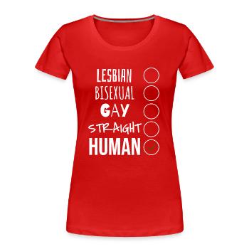 WE ARE ALL HUMANS - Frauen Premium Bio T-Shirt - Rot - Vorne - Mia (176cm)