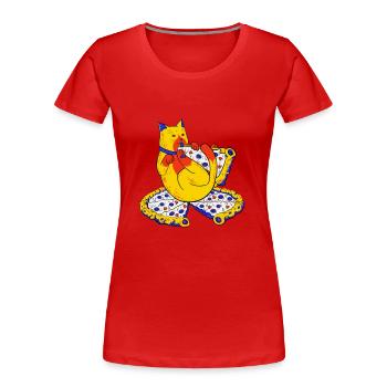 Chat Gourmand - T-shirt bio Premium Femme - rouge - Devant - Mia (176cm)