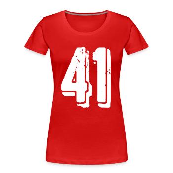 Maillot à 41 numéros - T-shirt bio Premium Femme - rouge - Devant - Mia (176cm)