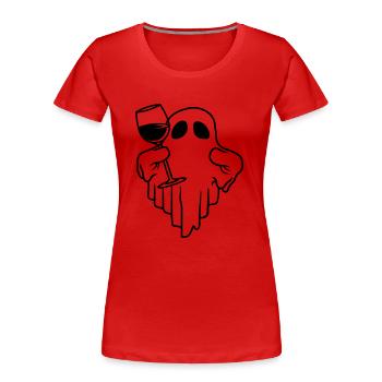 Comic Wein trinkender Geist - Frauen Premium Bio T-Shirt - Rot - Vorne - Mia (176cm)