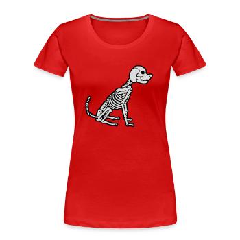 Halloween Skelett Hund Design - Frauen Premium Bio T-Shirt - Rot - Vorne - Mia (176cm)