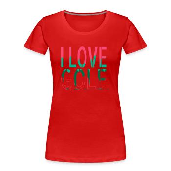 funny bowling awesome golfjersey golfmug bday - Frauen Premium Bio T-Shirt - Rot - Vorne - Mia (176cm)