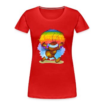 Fourmi brune avec une piñata - T-shirt bio Premium Femme - rouge - Devant - Mia (176cm)
