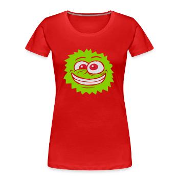 Haariges Monster verrücktes Gesicht - Frauen Premium Bio T-Shirt - Rot - Vorne - Mia (176cm)