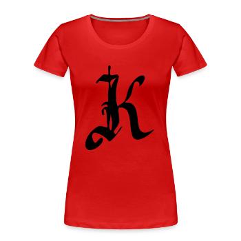K - T-shirt bio Premium Femme - rouge - Devant - Mia (176cm)