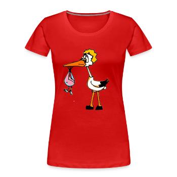 Storch und Baby - Frauen Premium Bio T-Shirt - Rot - Vorne - Mia (176cm)