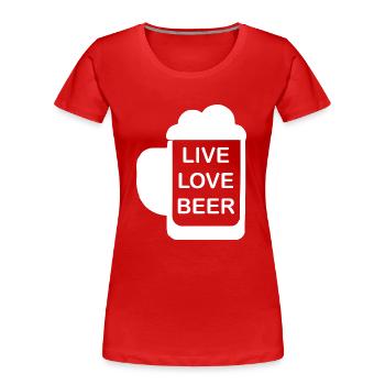 Beer Wine Whiskey Schnapps Alcohol - Women's Premium Organic T-Shirt - red - Front - Mia (176cm)