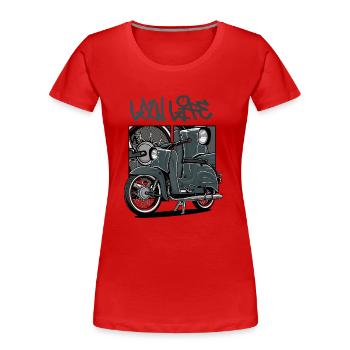 Swallow (grey / LowLife) // Illustration - Women's Premium Organic T-Shirt - red - Front - Mia (176cm)
