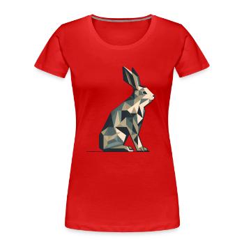 Origami Hase - Frauen Premium Bio T-Shirt - Rot - Vorne - Mia (176cm)