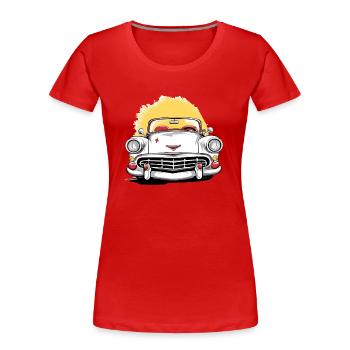 Cabriolet blanc - T-shirt bio Premium Femme - rouge - Devant - Mia (176cm)
