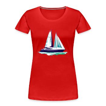 Sailing Ship Sailing Sailing Sailing Sailing Boat - Women's Premium Organic T-Shirt - red - Front - Mia (176cm)