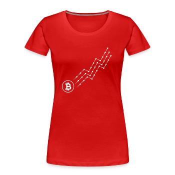 Crypto Bitcoin Trading - T-shirt bio Premium Femme - rouge - Devant - Mia (176cm)