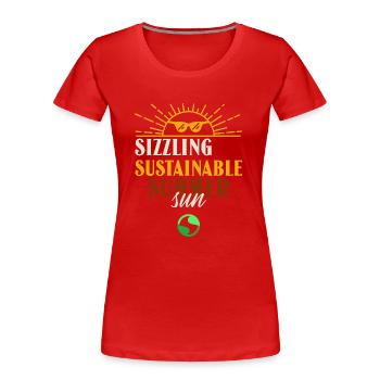 Hot sustainable summers, eco holidays - Women's Premium Organic T-Shirt - red - Front - Mia (176cm)
