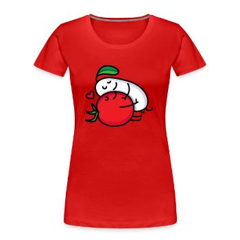 Paire tomate et mozzarella - T-shirt bio Premium Femme - rouge - Devant - Mia (176cm)