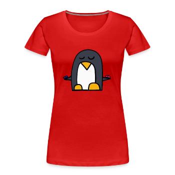 rote Pille oder blaue Pille? Pinguin aus der Matri - Frauen Premium Bio T-Shirt - Rot - Vorne - Mia (176cm)