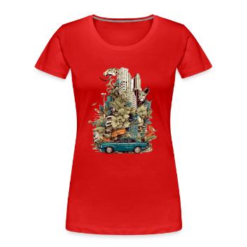 Cité Nature - T-shirt bio Premium Femme - rouge - Devant - Mia (176cm)