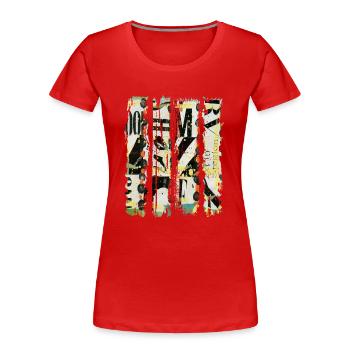 Extraits de journaux Albums Magazines Code alphabet - T-shirt bio Premium Femme - rouge - Devant - Mia (176cm)