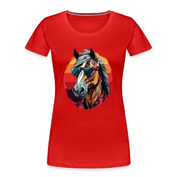 Urban Stallion - Graffiti Style - Women's Premium Organic T-Shirt - red - Front - Mia (176cm)