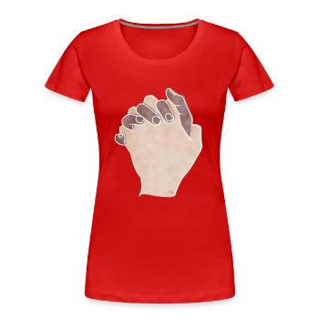 "Together Forever", Boho Line Art Design, "Hands" - Women's Premium Organic T-Shirt - red - Front - Mia (176cm)