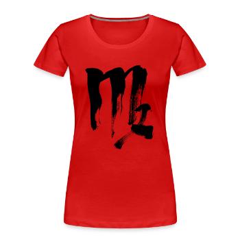 Zodiaque Vierge - Style Calligraphie - T-shirt bio Premium Femme - rouge - Devant - Mia (176cm)