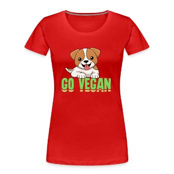Conception de chien pour les fiers végétaliens - T-shirt bio Premium Femme - rouge - Devant - Mia (176cm)