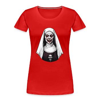 Horror Nun Halloween Creepy - Women's Premium Organic T-Shirt - red - Front - Mia (176cm)