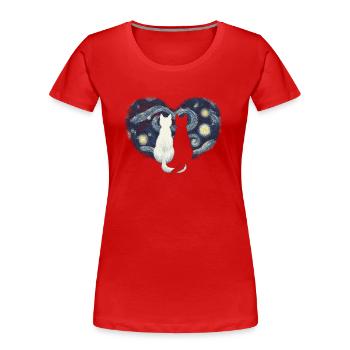 Van Gogh Katzen starren auf die sternenklaren Nachtsterne - Frauen Premium Bio T-Shirt - Rot - Vorne - Mia (176cm)