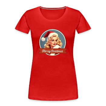 A Christmas Greeting - Women's Premium Organic T-Shirt - red - Front - Mia (176cm)