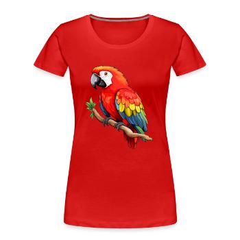 Farbenprächtiger Papagei Ara - Frauen Premium Bio T-Shirt - Rot - Vorne - Mia (176cm)