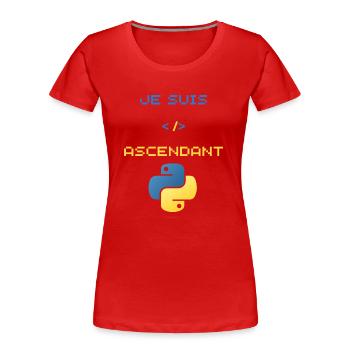 Geschenk für Python-Entwickler - Frauen Premium Bio T-Shirt - Rot - Vorne - Mia (176cm)