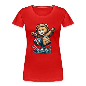 Teddy dancing in the rain 2 - Women's Premium Organic T-Shirt - red - Front - Mia (176cm)