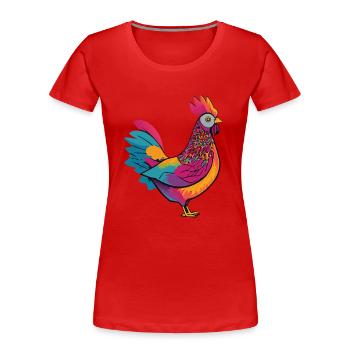 Poule mignonne et colorée - T-shirt bio Premium Femme - rouge - Devant - Mia (176cm)
