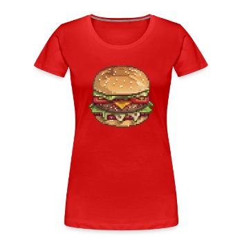 Burger in Byte-Größe - Frauen Premium Bio T-Shirt - Rot - Vorne - Mia (176cm)