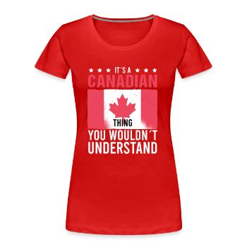 Kanada Canadian Ahornblatt Vintage Hockey Sprüche - Frauen Premium Bio T-Shirt - Rot - Vorne - Mia (176cm)