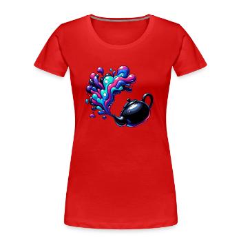 Magical Cosmic Teapot - Women's Premium Organic T-Shirt - red - Front - Mia (176cm)