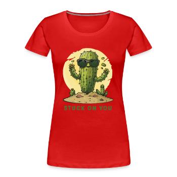An dir hängen - Frauen Premium Bio T-Shirt - Rot - Vorne - Mia (176cm)