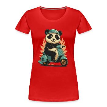 Panda Scooter - Women's Premium Organic T-Shirt - red - Front - Mia (176cm)