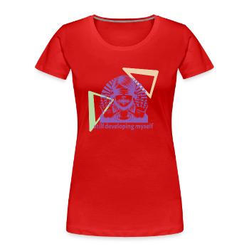 developing myself - Frauen Premium Bio T-Shirt - Rot - Vorne - Mia (176cm)