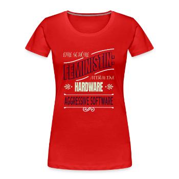 feminism bday feminin geburtstag allefüralle woman - Frauen Premium Bio T-Shirt - Rot - Vorne - Mia (176cm)