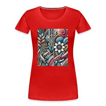 Fusion d’une nature vibrante - T-shirt bio Premium Femme - rouge - Devant - Mia (176cm)