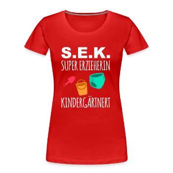 Erzieherin - Frauen Premium Bio T-Shirt - Rot - Vorne - Mia (176cm)